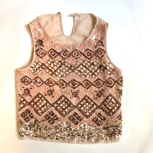 Champagne Sequined sleeveless Women’s Top Size Small